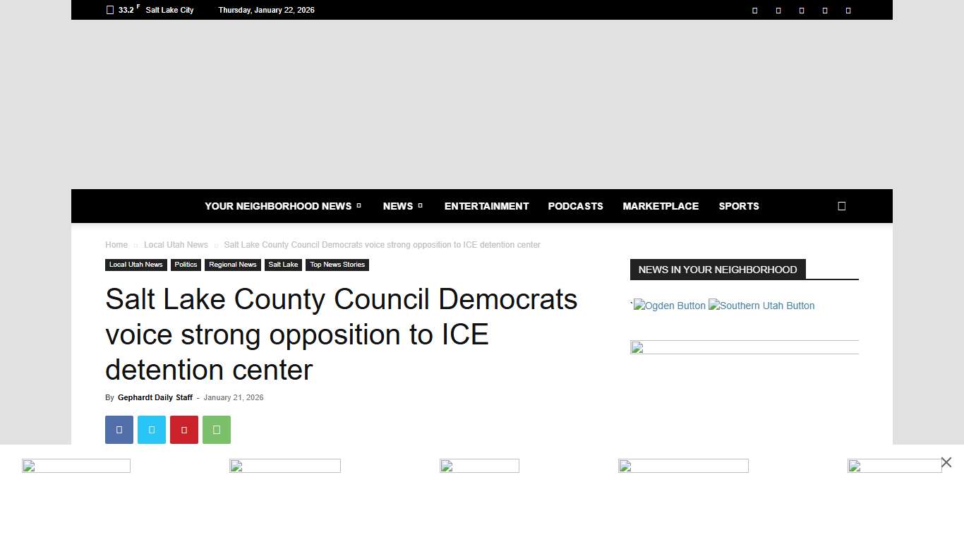 Salt Lake County Council Democrats voice strong opposition to ICE detention center Gephardt Daily