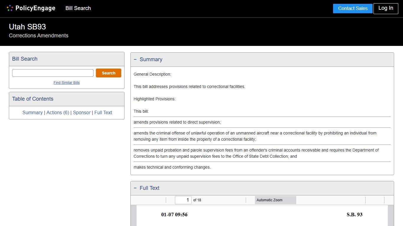 SB93 Utah 2026 Corrections Amendments - Legislative Tracking PolicyEngage